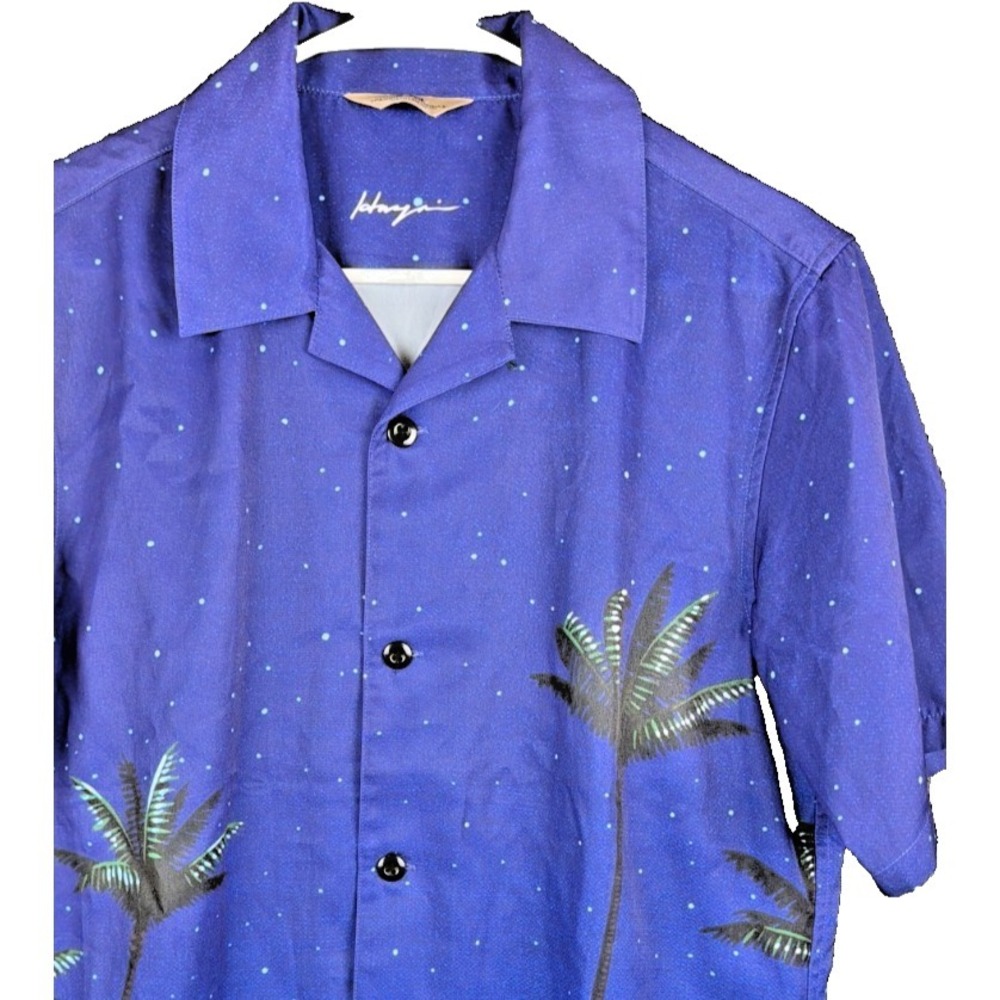 Initial The Unusual Experience Shirt Men Medium‎ Blue Night Tropical Palm Beach